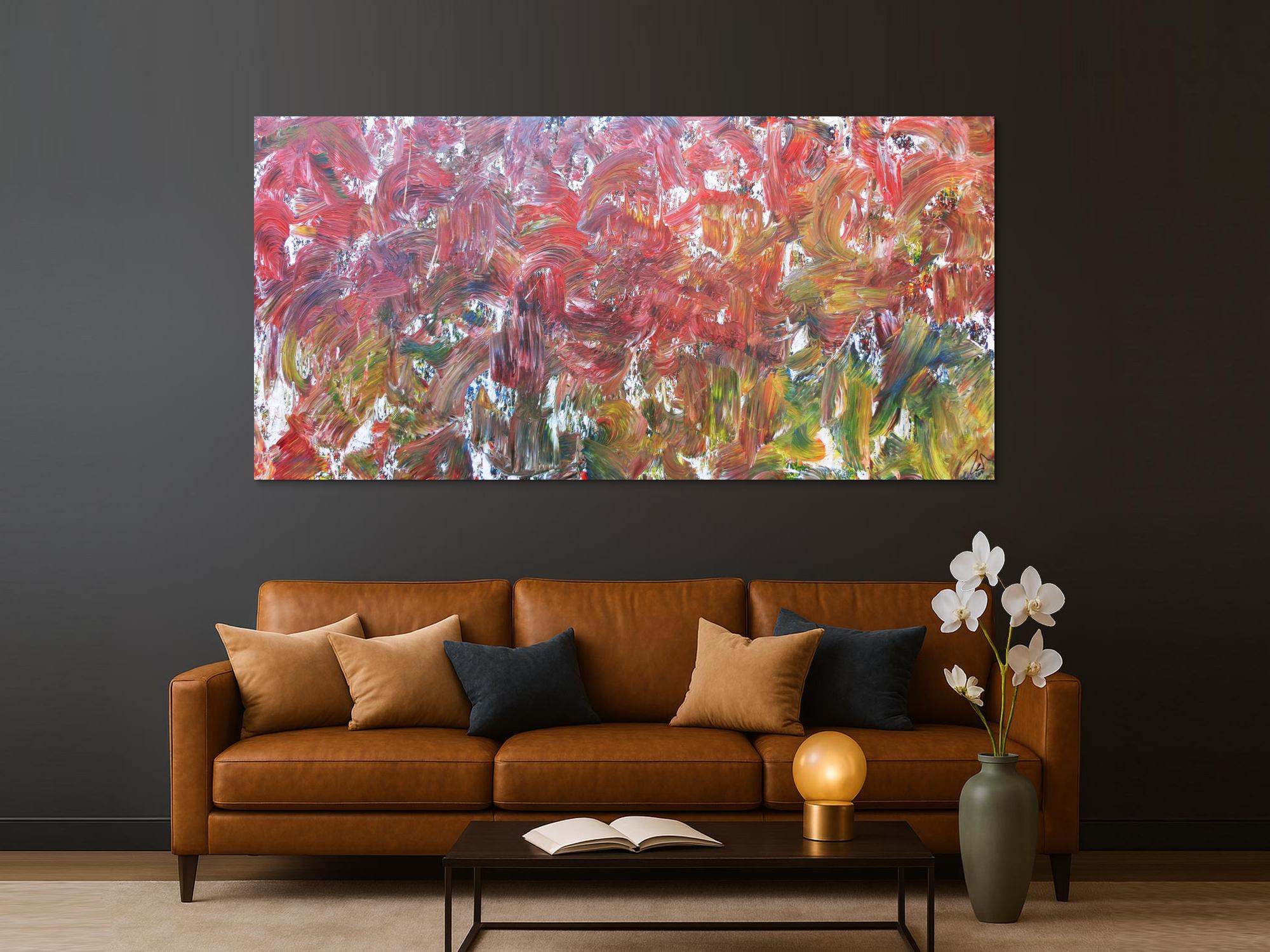 Sehr buntes abstraktes Acrylbild viele bunte Farben sehr modern