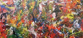 Abstraktes Acrylbild sehr bunt Actionpainting modern und viele bunte Farben