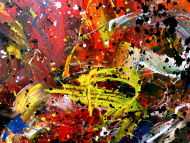 Detailaufnahme Abstraktes Acrylbild sehr bunt Actionpainting modern und viele bunte Farben