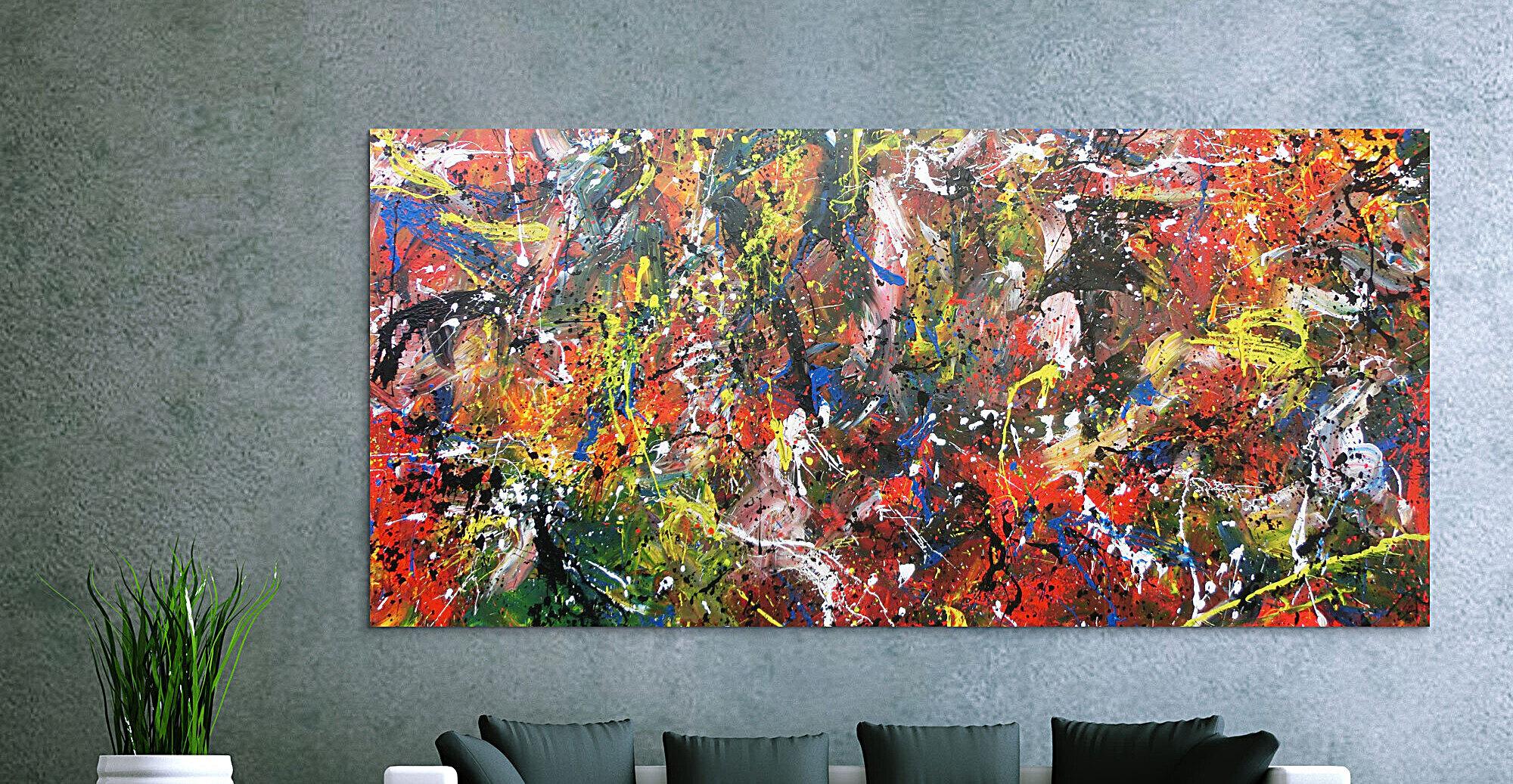 Abstraktes Kunstwerk in Rot und Orange