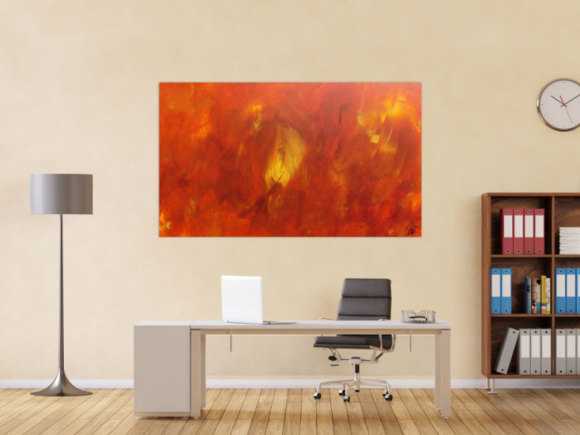 Abstraktes Acrylgemälde modern in orange und gelb schlicht