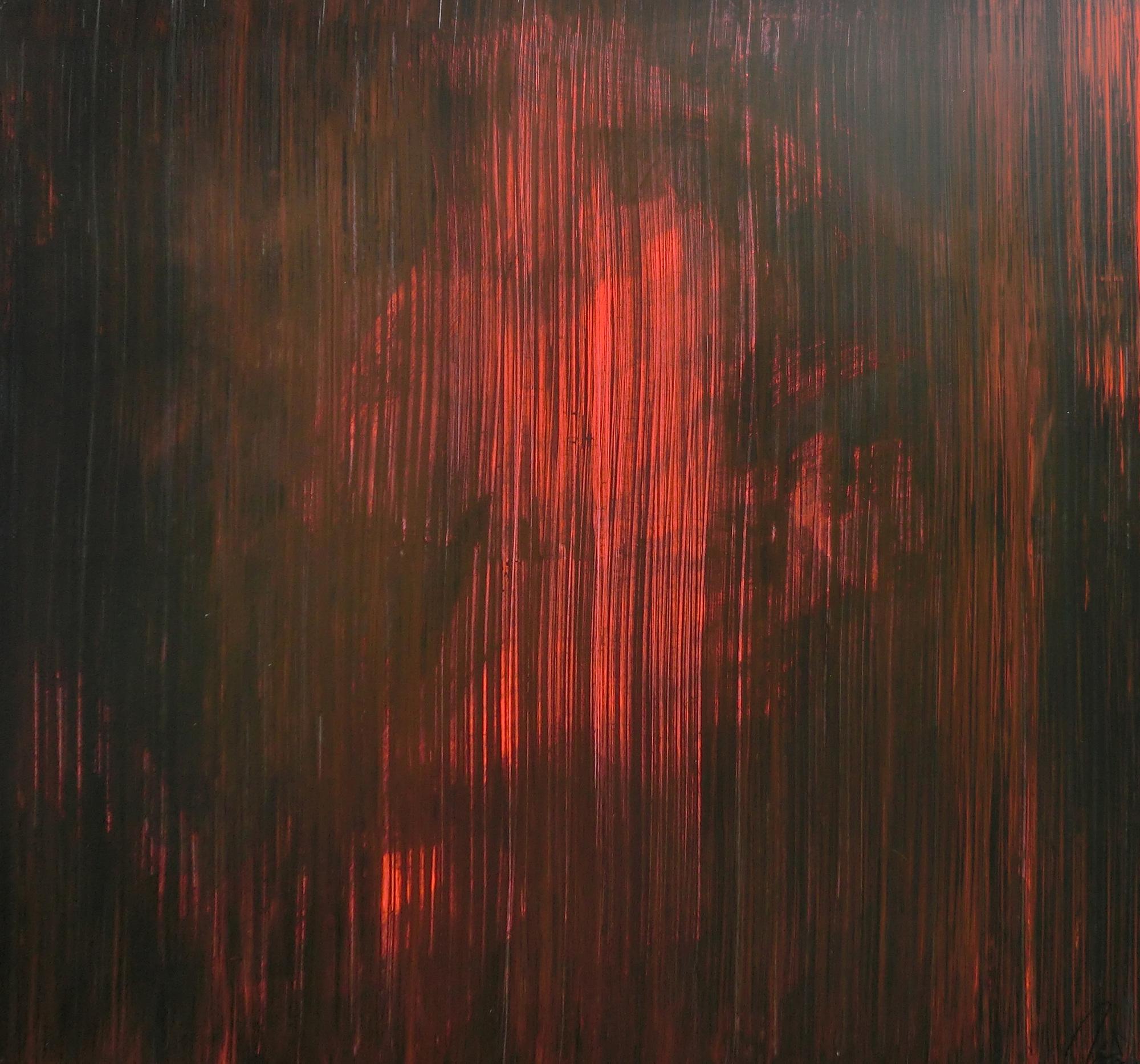 Abstraktes minimalistisches Acrylbild in schwarz und rot modern mystisch