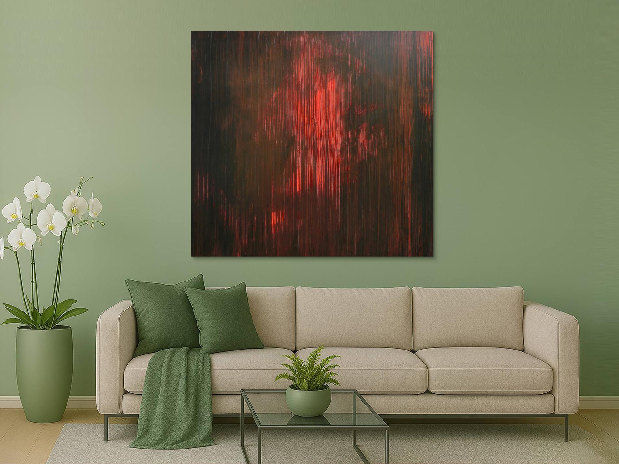 Abstraktes minimalistisches Acrylbild in schwarz und rot modern mystisch