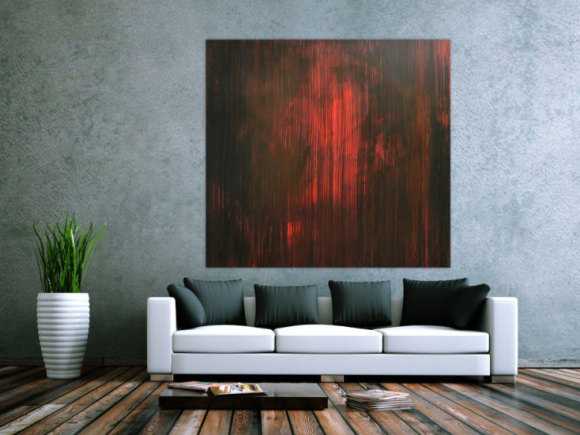 Abstraktes minimalistisches Acrylbild in schwarz und rot modern ...