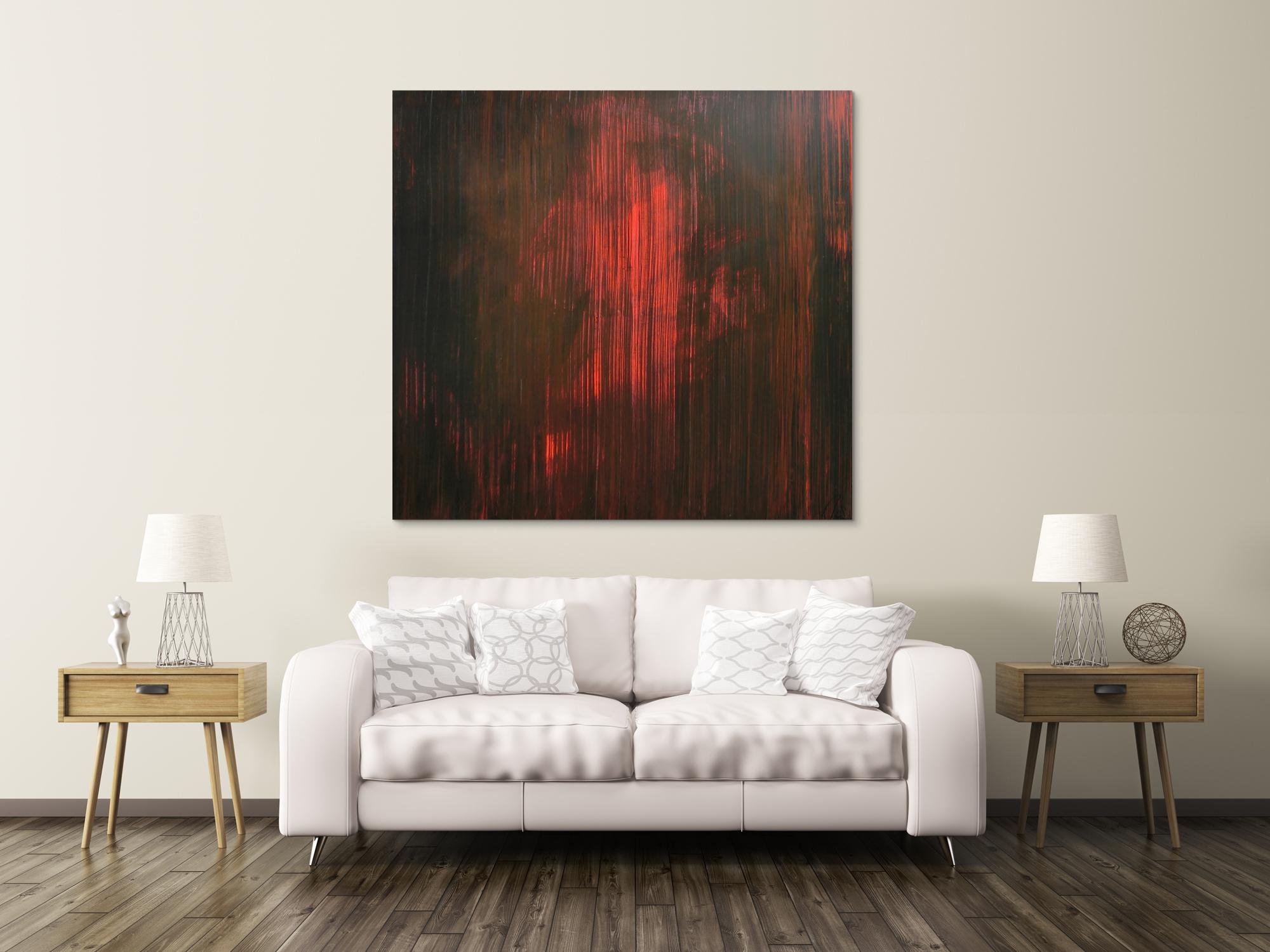 Abstraktes minimalistisches Acrylbild in schwarz und rot modern mystisch