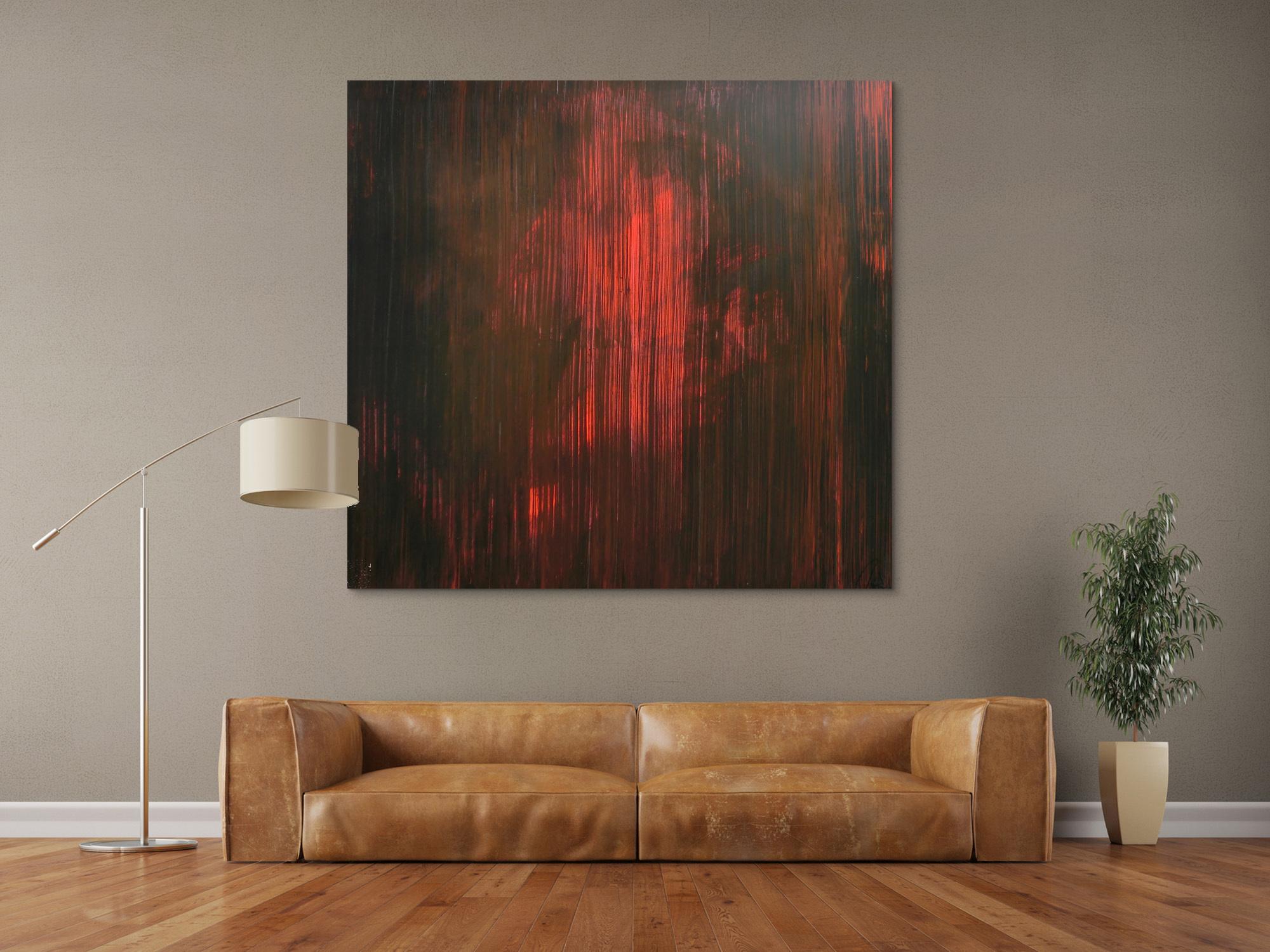 Abstraktes minimalistisches Acrylbild in schwarz und rot modern mystisch