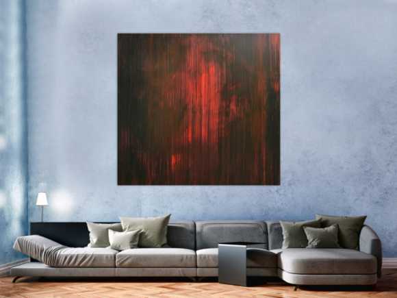 Abstraktes minimalistisches Acrylbild in schwarz und rot modern mystisch
