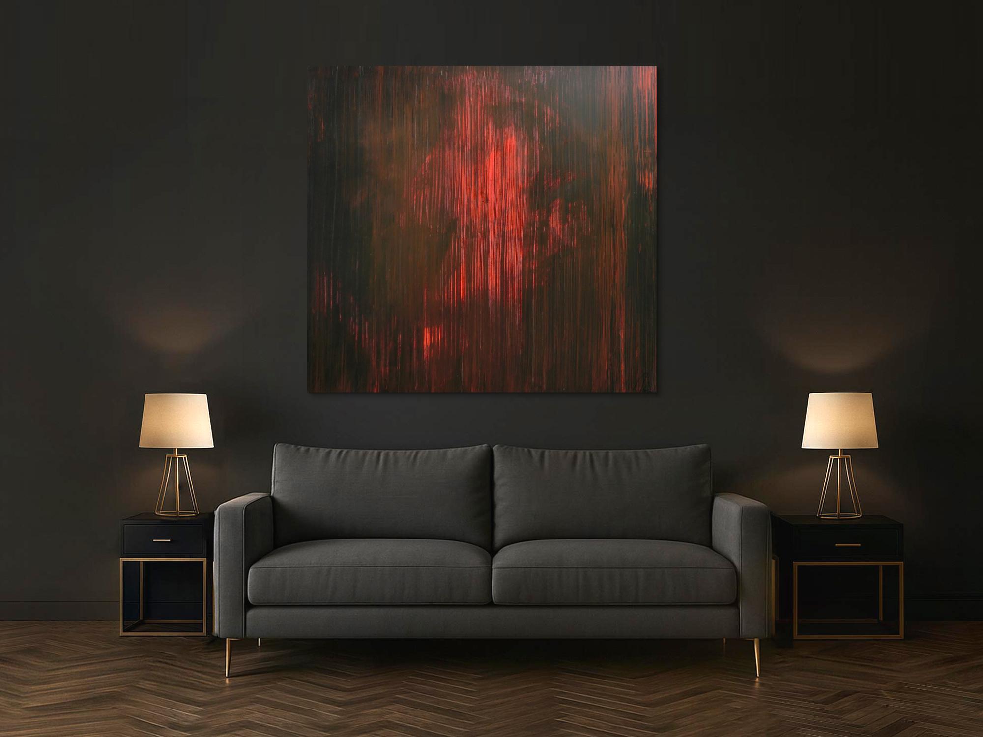 Abstraktes minimalistisches Acrylbild in schwarz und rot modern mystisch