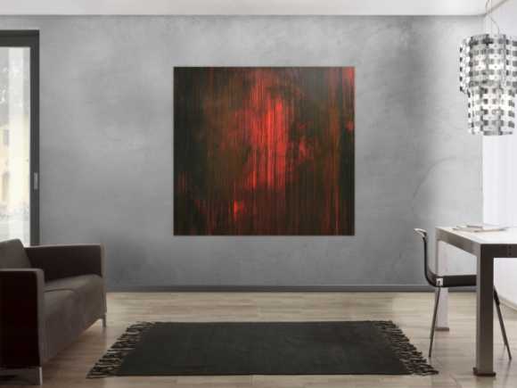 Abstraktes minimalistisches Acrylbild in schwarz und rot modern ...
