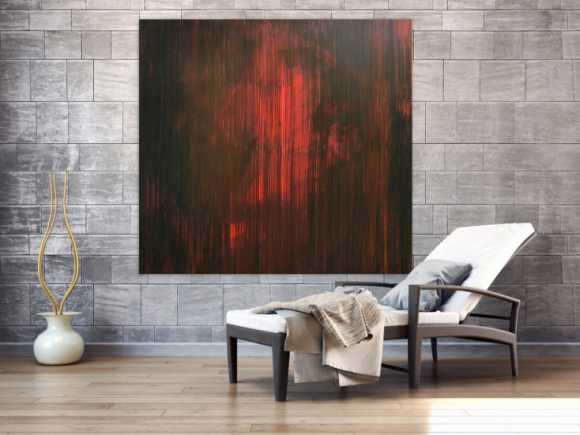 Abstraktes minimalistisches Acrylbild in schwarz und rot modern ...