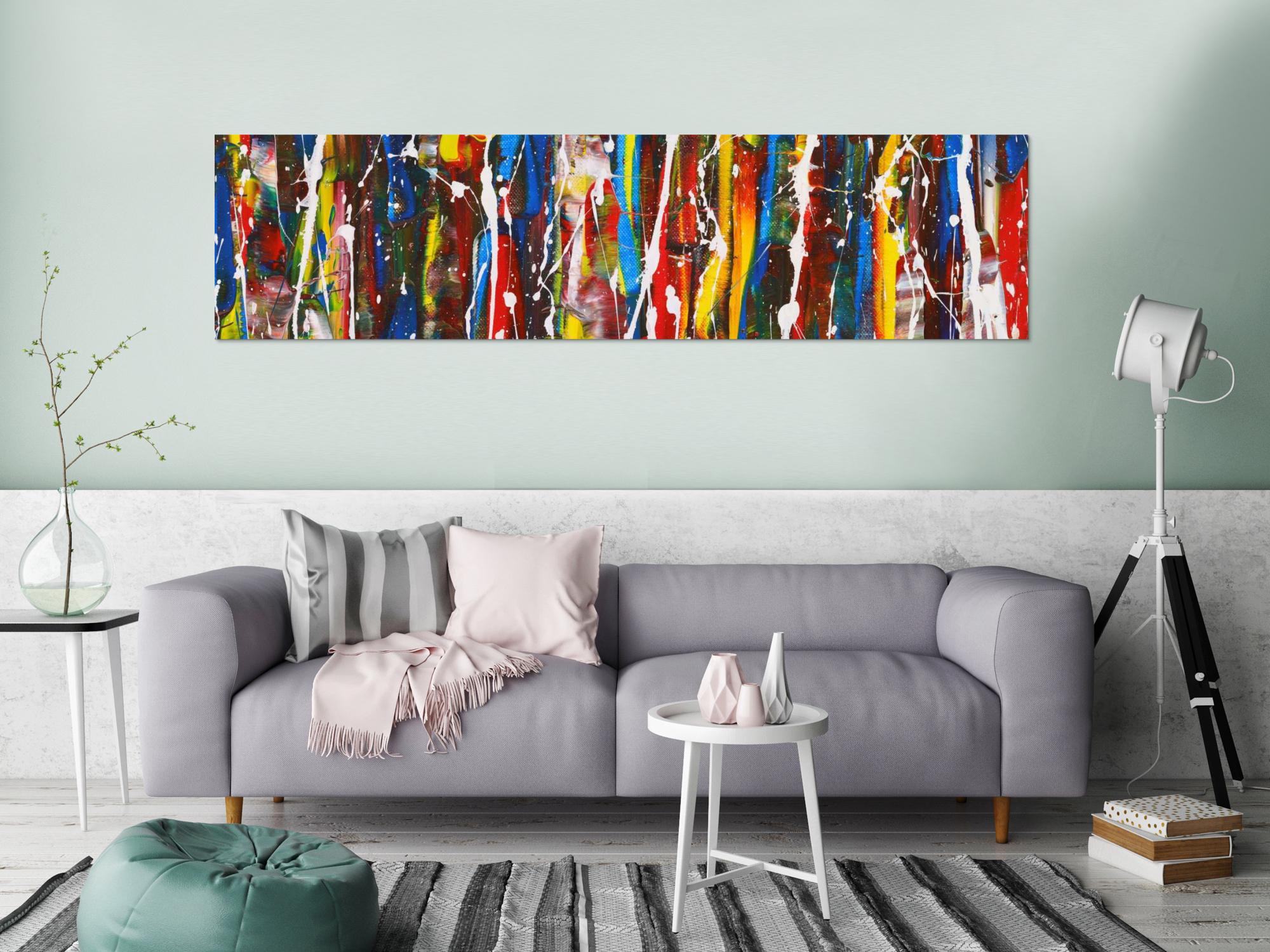 Kunstdruck abstraktes Bild 200x50cm auf Leinwand