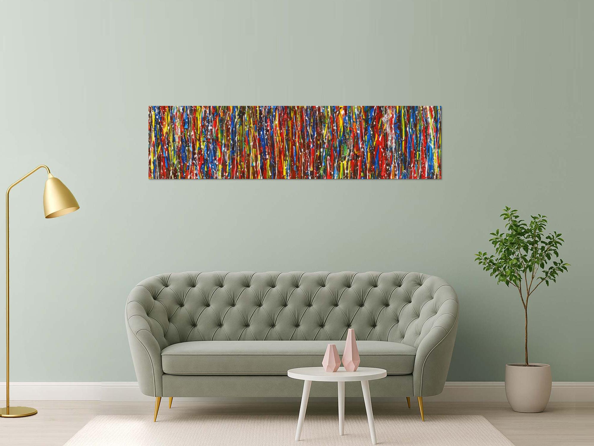 Kunstdruck abstraktes Bild 200x50cm auf Leinwand