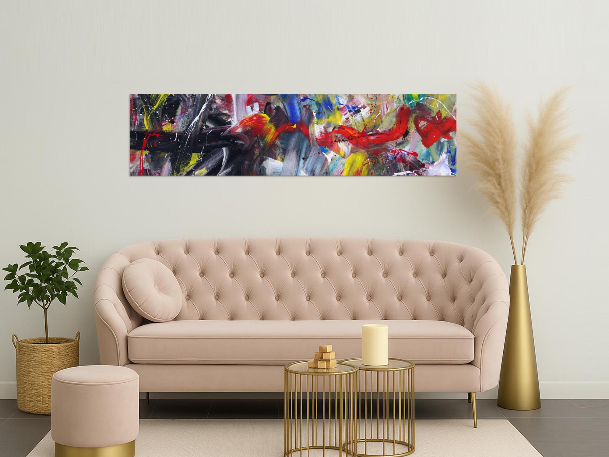 Kunstdruck abstraktes Bild 199x50cm auf Leinwand