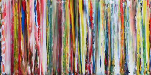 Abstraktes Acrylbild sehr bunte Streifen sehr modern