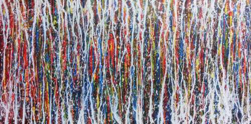 Abstraktes Acrylbild sehr bunt modern zeitgenössisch Action Painting