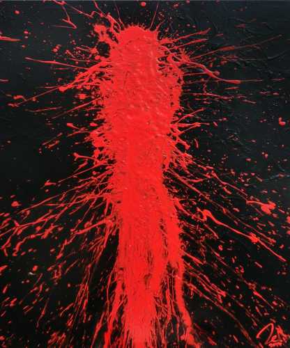 Abstraktes Acrylbild in schwarz und rot Action Painting Shplash Art sehr modern