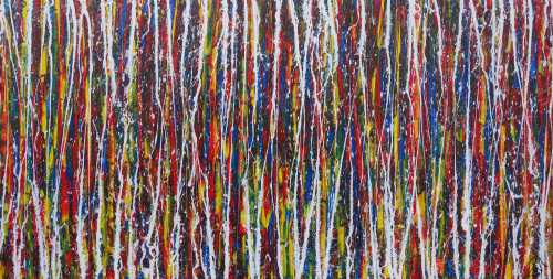 Abstraktes Acrylbild sehr bunt viele Farben Action Painting Modern Art zeitgenössisch expressionistisch