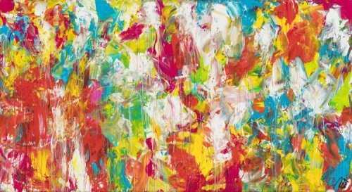 Gemälde Original abstrakt 120x220cm Mischtechnik zeitgenössisch handgemalt  rot weiß braun Unikat