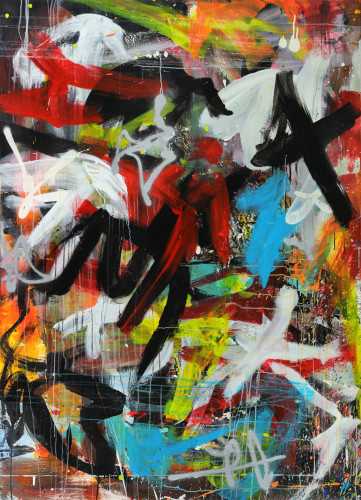 Abstraktes Acrylbild expressionistisches Gemälde moderne Kunst hochformat
