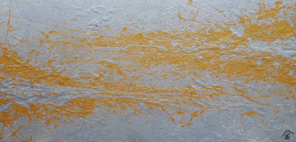 Abstraktes Acrylbild gold und silber Action Painting expressionistisch modern