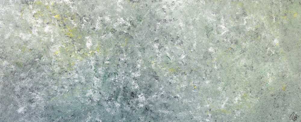 Abstraktes Acrylbild oliv grau weiß gelb zeitgenössisch modern