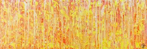 Abstraktes Acrylbild geld orange weiß Modern Art zeitgenössisch abstrakt expressionistisch handgemalt 