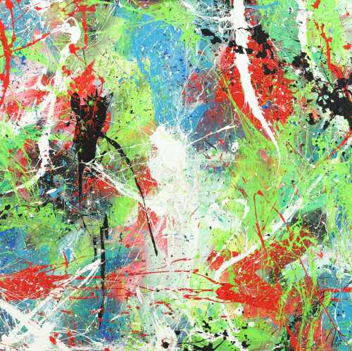 Abstraktes Acrylbild Action Painting Modern Art zeitgenössisch expressionistisch auf Leinwand handgemalt