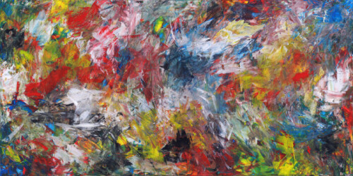 Abstraktes Gemälde Modern Art auf Leinwand Spachteltechnik bunte Farben handgemalt