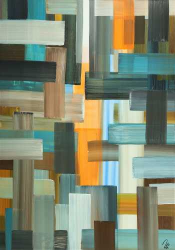 Abstraktes Gemälde Streifen zeitgenössisch modern handgemalt auf Leinwand Hochformat