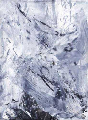 Gemälde Original abstrakt 150x110cm Minimalistisch Modern Art handgefertigt Action Painting weiß grau anthrazit Einzelstück