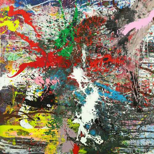 Action Painting Gemälde auf Leinwand handgemalt Modern Art bunt Splash Art