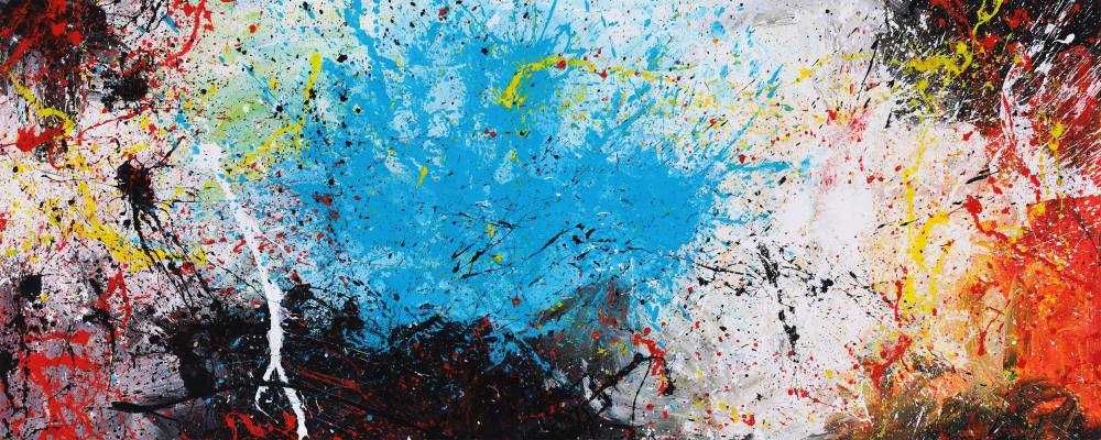 Hochwertige Kunst Auf Leinwand Abstraktes Gemalde Action Painting Xxl Auf Leinwand Handgemalt Bunte Farben Mischtechnik In 100x250cm Von Alex Zerr