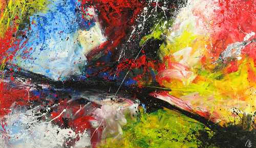 Abstraktes Gemälde Action Painting Modern Art zeitgenössisch handgemalt im Großformat auf Leinwand