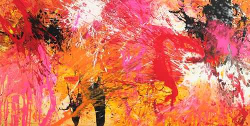 Abstraktes Gemälde Action Painting auf Leinwand handgemalt Modern Art