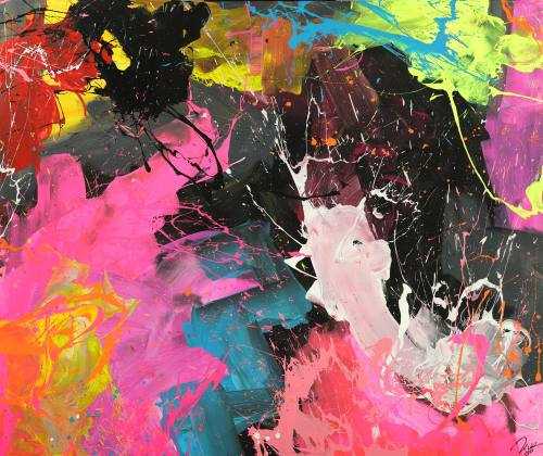 Abstraktes Gemälde Action Painting Neon Farben Neon Farben fluoreszierend