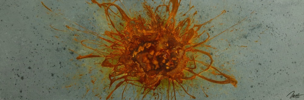 Gemälde Original abstrakt 60x180cm aus echtem Rost Moderne Kunst handgefertigt anthrazit braun orange grau Unikat