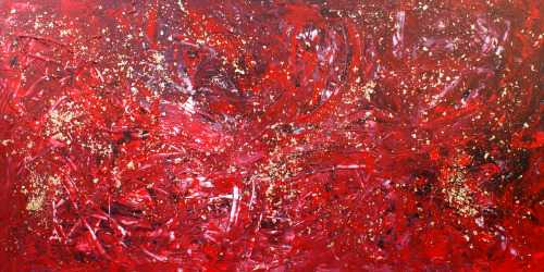 Modernes Acrylbild abstrakt mit Gold