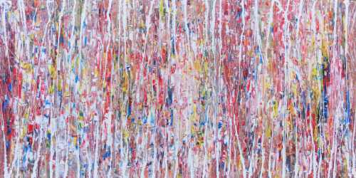 Abstraktes Acrylbild hell mit bunten Farben