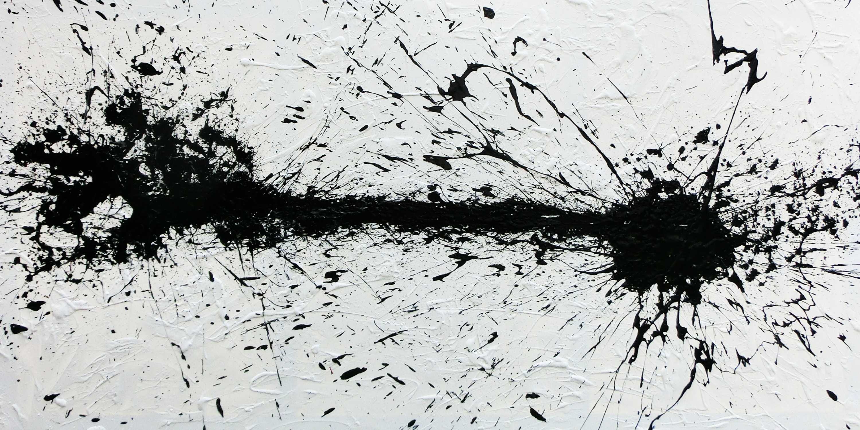 Abstraktes Acrylgemälde moderne Kunst in schwarz weiß handgemalt auf