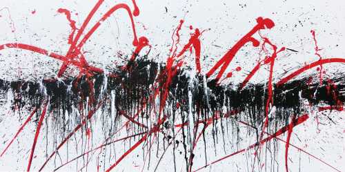 Abstraktes Acrylbild modern in schwarz weiß rot
