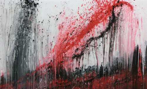 Modernes Acrylgemälde rot schwaz weiß