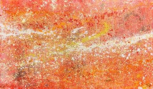 Moderes abstraktes Acrylbild in Orange weiß