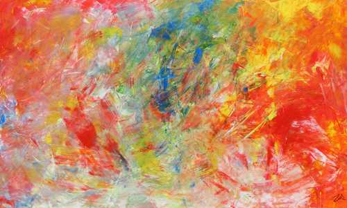 Abstraktes Acrylgemälde modern bunt hell viele Farben