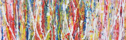 Buntes abstraktes Acrylgemälde modern mit vielen Faben