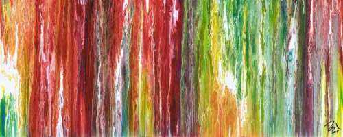 Original Gemälde abstrakt 60x150cm Fluid Painting Moderne Kunst handgemalt  bunt rot weiß einzigartig