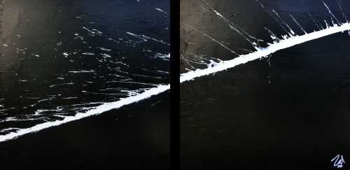Minimalistisches abstraktes Acrylbild schwarz weiß zwei Teile