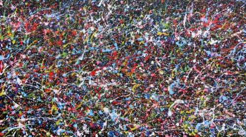 Abstraktes Acrylgemälde mit vielen Farben sehr bunt Splashstyle