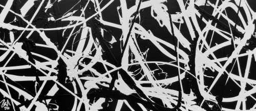Minimalistisches Gemälde aus Acryl abstrakt in schwarz weiß modern