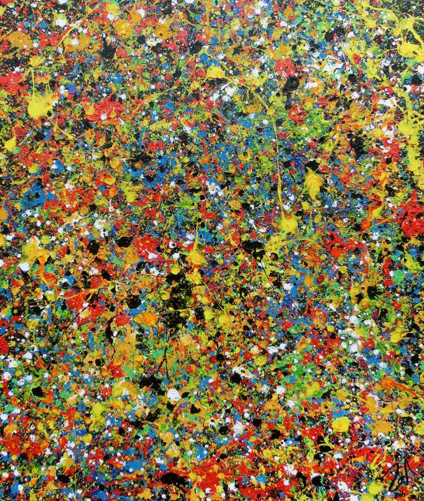 Hochwertige Kunst auf Leinwand Sehr buntes abstraktes Gemälde viele Farben  modern und farbenfroh in 100x80cm von Alex Zerr