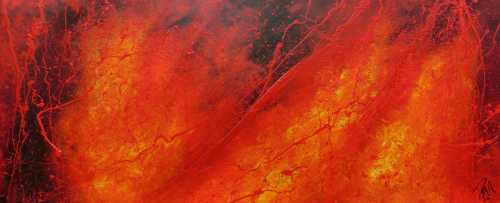 Modernes Acrylgemälde in rot schwarz und gelb 